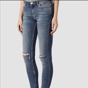 All Saints Mast ripped vintage skinny Jeans Sz 25